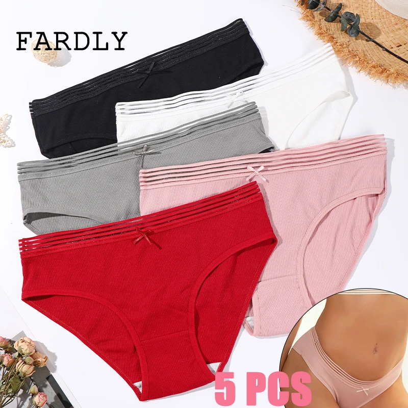 

5Pcs Cotton Panties Breathable Underwear Women Cute bow tie Style Triangle Brief Female Comfortable Stretch Lingerie Intimates