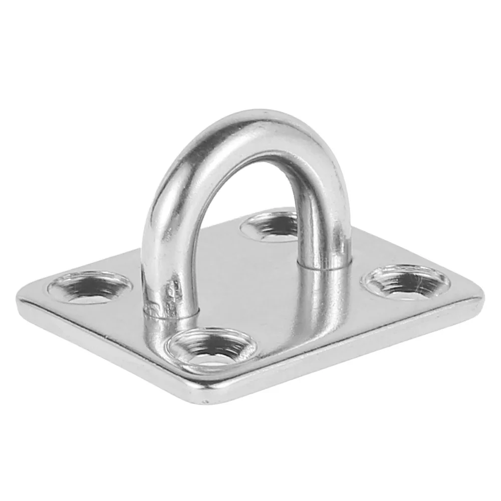 4PCS M8 Premium Heavy Duty Square Stainless Steel Pad Eye Hooks Ceiling Plate Marine Hardware Hooks for Outdoor Indoor Activity