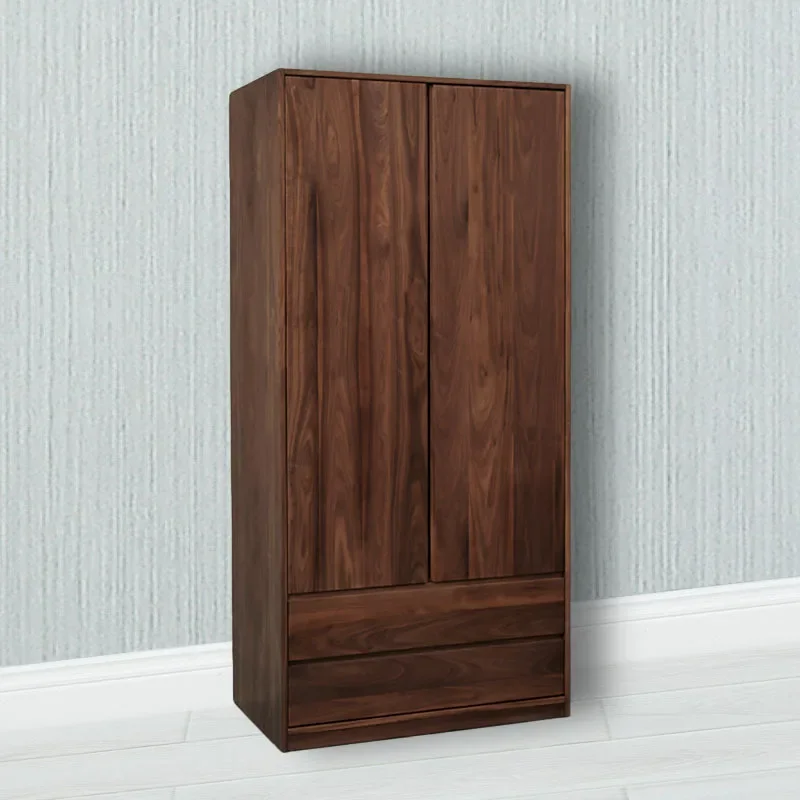 North American black walnut, simple and modern new Chinese bedroom storage wardrobe