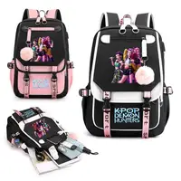 Mochila escolar para adolescentes, bolso con estampado de cazadores de demonios, bonito bolso para ordenador portátil para niñas, mochila para el Campus universitario