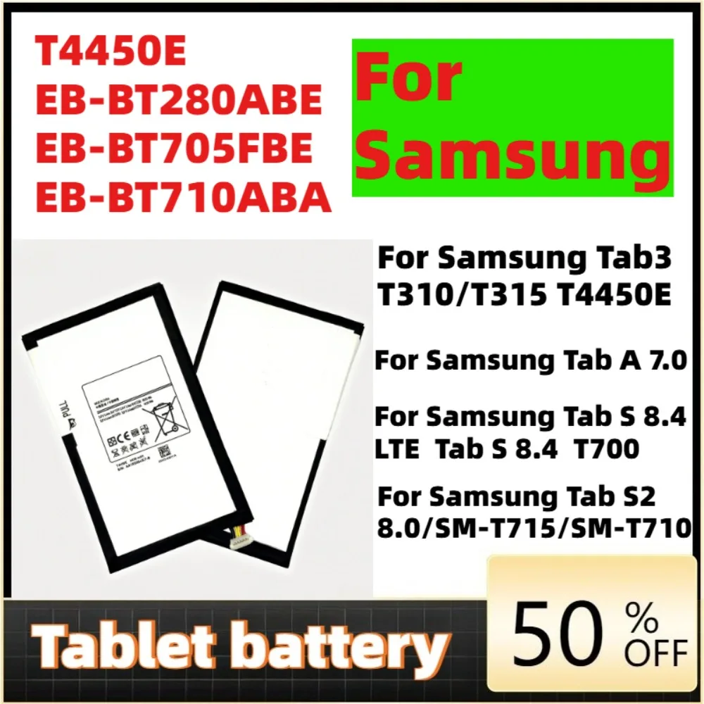 

EB-BT705FBE EB-BT710ABA Tablet Battery For Samsung Galaxy Tab S2 8.0 SM-T710 / Tab S 8.4 /Tab A 7.0 /Tab 3 8.0'' T310