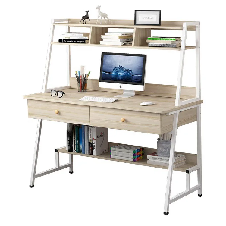 

Student Study Desk Bookshelf Combination Modern Minimalist Home Writing Desk Computer Desk with Drawers
