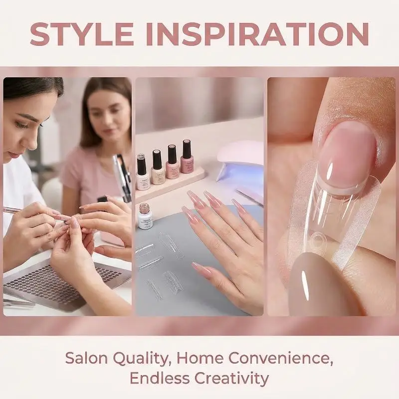 

Sandwich Dual Nail Forms Trapezoidal Oval Nail Extension Forms 240pcs/Box Top & Bottom Form For Quick Diy Nail Extensions Salon