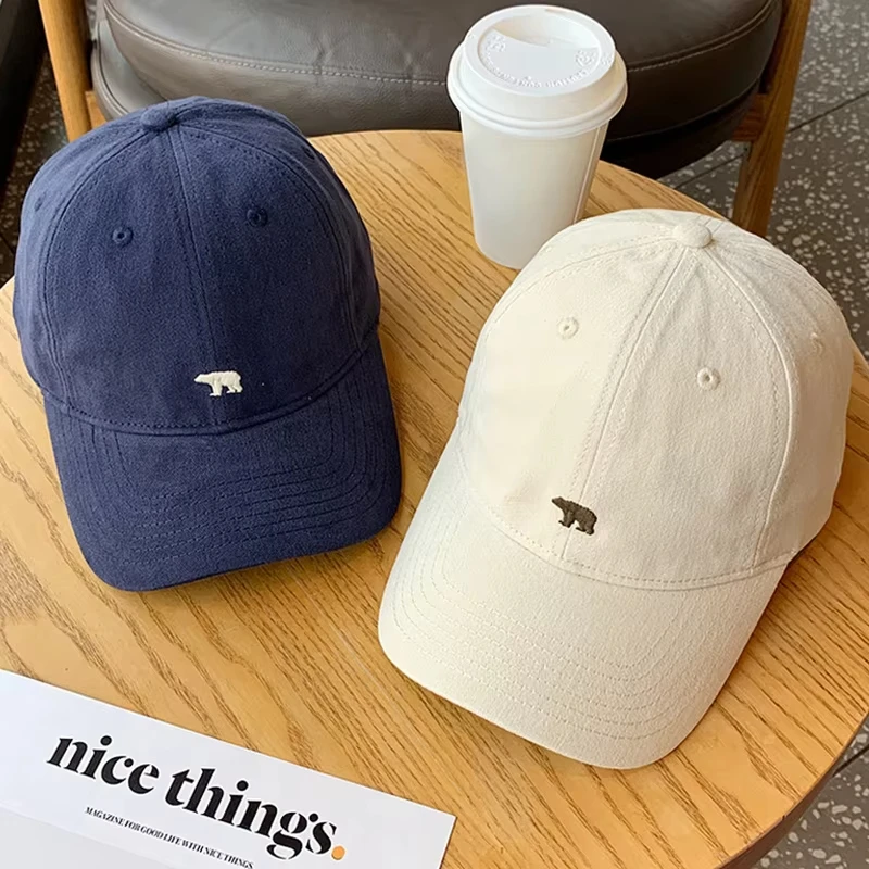 Polar Bear Embroidered Baseball Hat Fashionable, Casual, Sunshade Versatile Big Head Circumference Sunshade