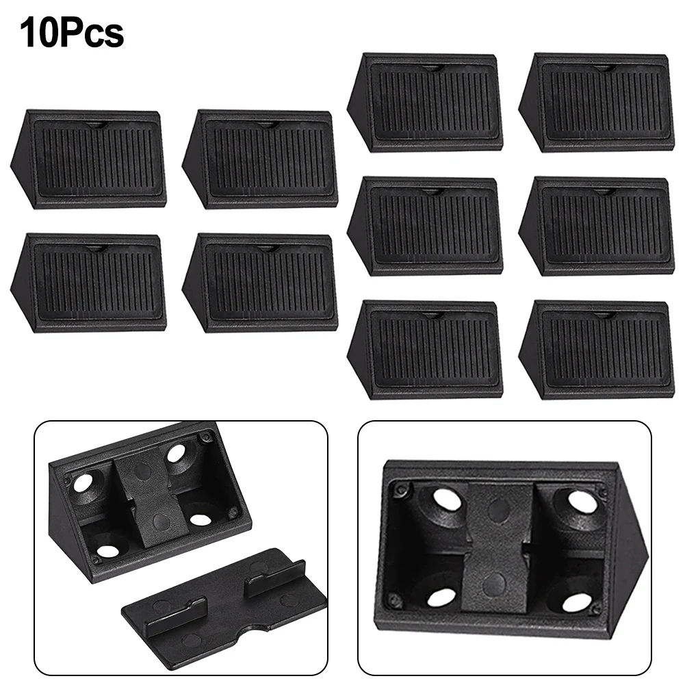 10pc Plastic L Shape Right Angle Corner Brackets for Furniture Edge Repair and Support Cabinets Shelves Drawers Desks