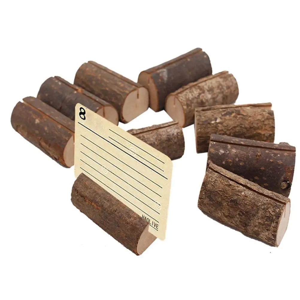 Wooden Stump Note Holder 100x50x30mm Table Number Menu Photos Name Card Party Hotel Restaurant Wooden Memo Message Holder