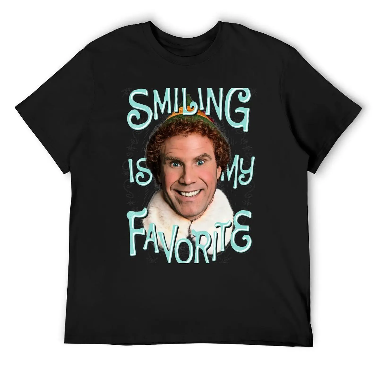 

Smiling is my Favorite Buddy the Elf T-Shirt for a boy animal prinfor boys affliction shirts heavyweights Men's cotton t-shirt