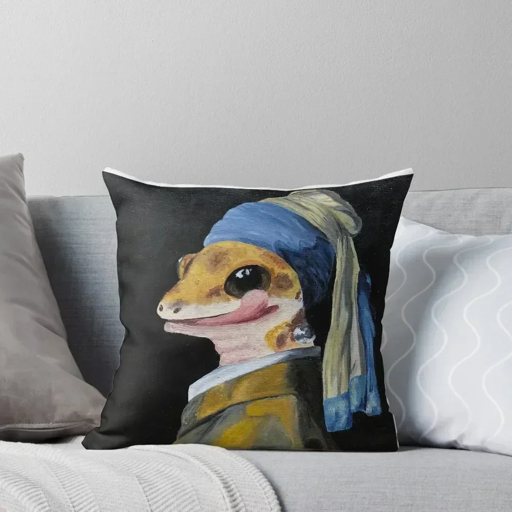 Geck with a Pearl Earring Throw Pillow Luxury Cushion Cover christmas pillow case pillow