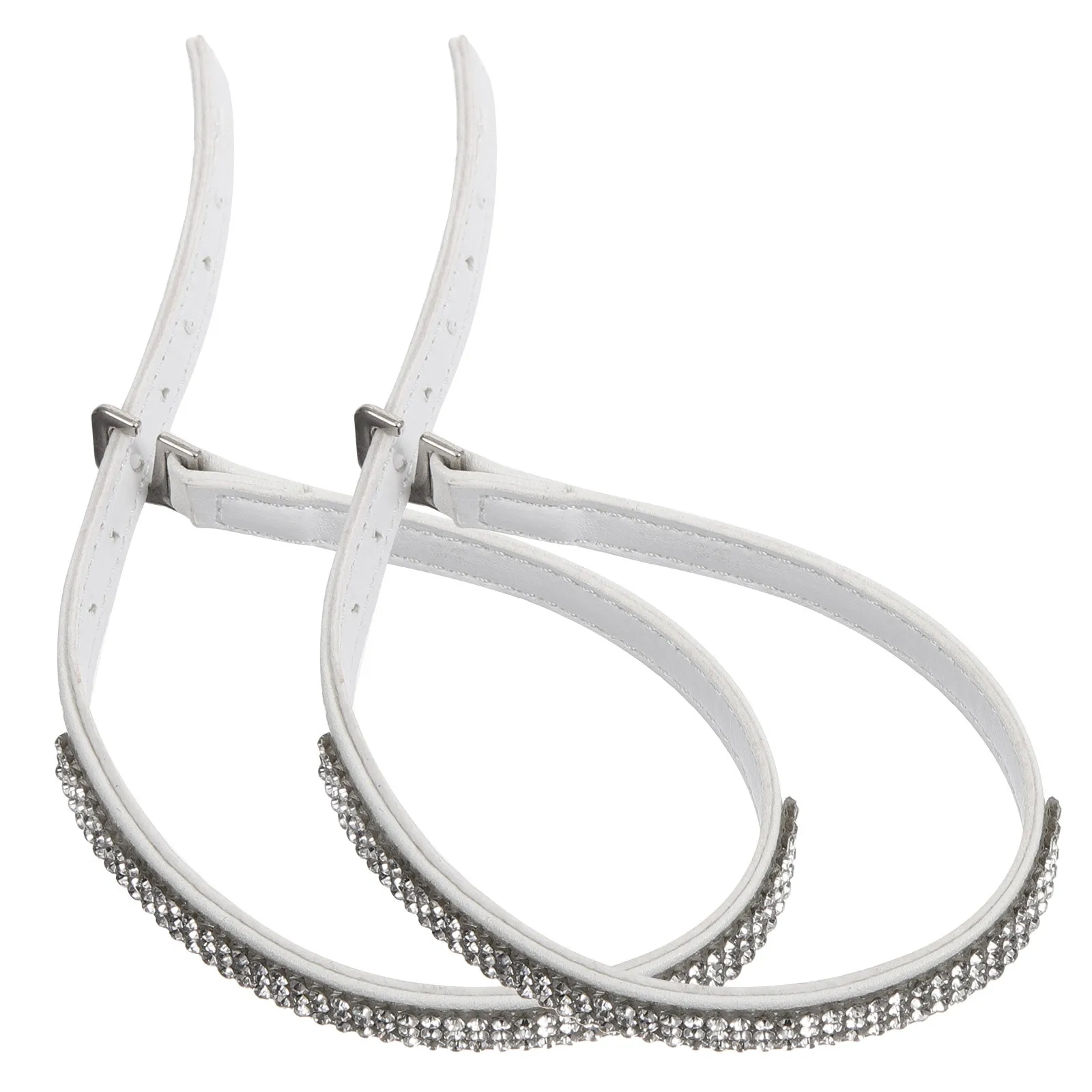 أحزمة أحذية قابلة للاستبدال من حجر الراين للكعب العالي بإبزيم مثقاب أسود وحزام الكاحل وإكسسوارات أحذية نسائية