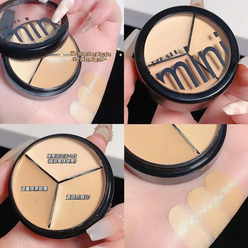 Full Coverage Acne Spot Dark Circles Contour Concealer Palette with Brush Moisturizing Cosmetics Makeup 3 Colors Concealer Cream