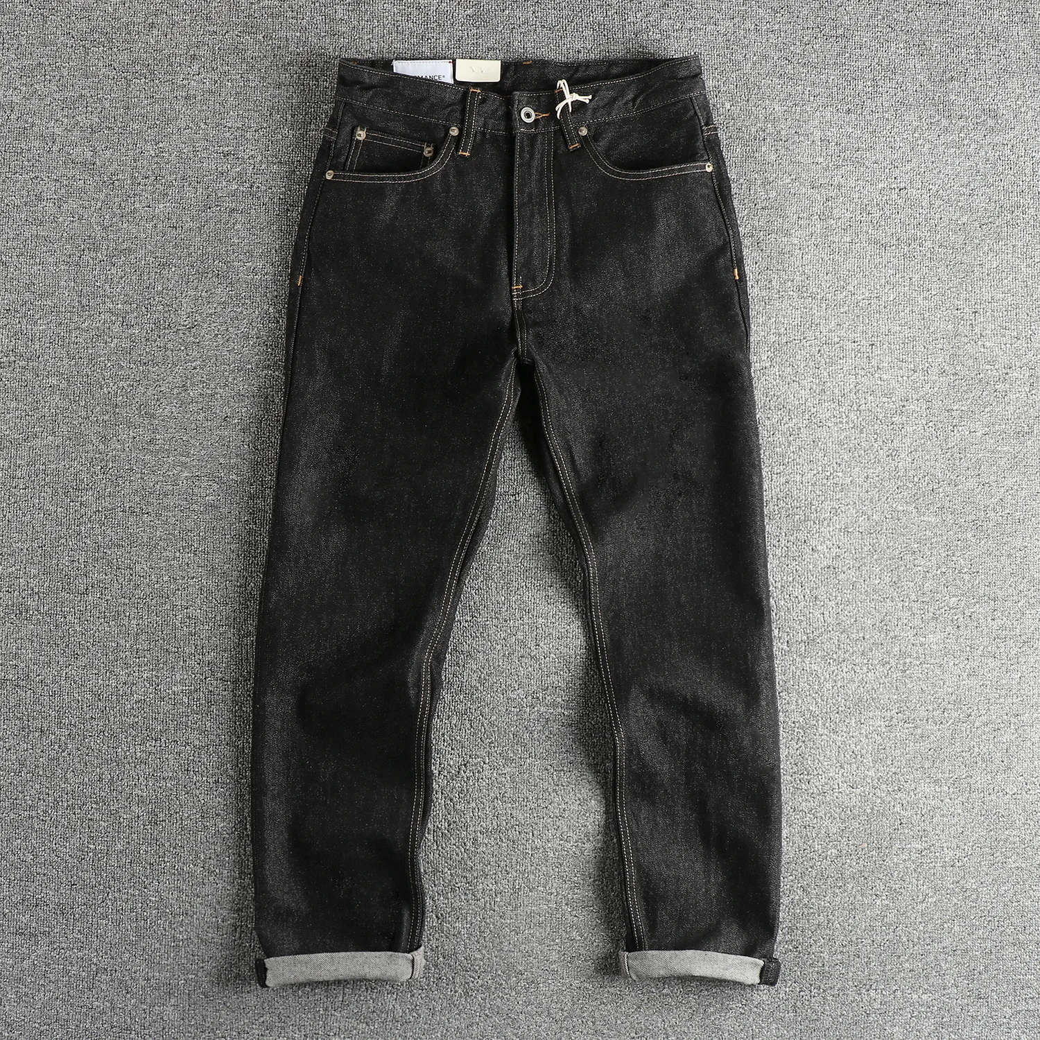 

Heavy May Khaki vintage black jeans men wash primary color comfortable small straight version of the trend pants