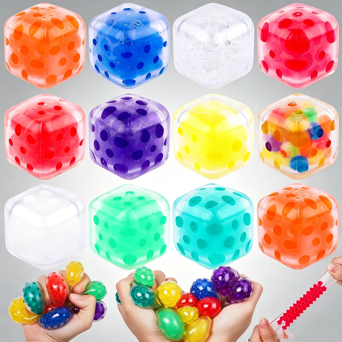 4pcs Bulk Pack Colorful Cute Stress Balls, Soft Slow Rising Squishy Squeeze Toy for Stress Relief, Easter Basket Stuffers Birthday Party Favors Classroom Rewards (Random)
