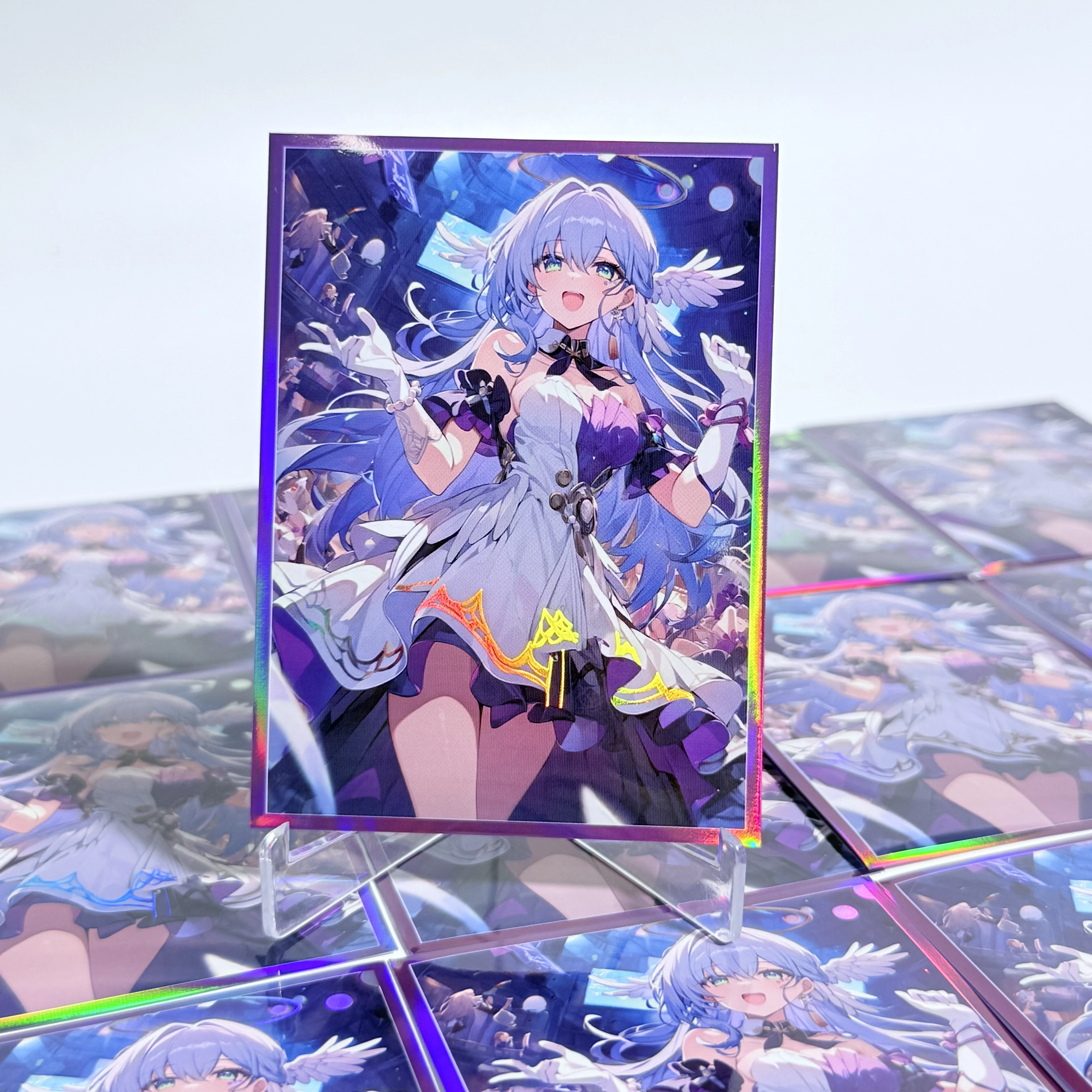 60PCS 67x92mm Holographic Anime Card Sleeves TCG Trading Card Protector Game Card Sleeve for PTCG MTG Board Game Collection Gift