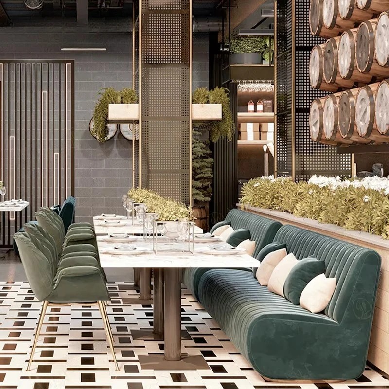 

Cafe wooden table with velvet sofa box seat coffee shop Medieval Turkish restaurant furniture and chairs luxury one-stop