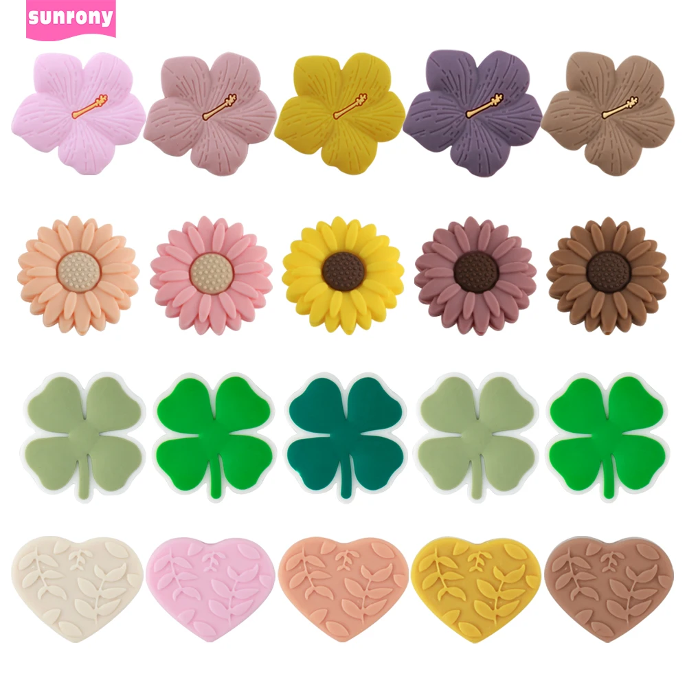 Sunrony 5/10Pcs New Flowers Silicone Focal Beads For Jewelry Making DIY Decoration KeyChain Necklace Bracelet Accessories