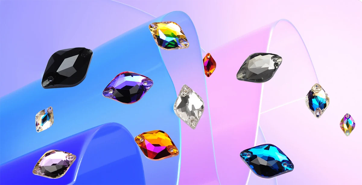 Pubrilex Zitronenförmige Aufnähsteine Flache Kristall-Strasssteine Näh-Diamant-Applikation für Kleidung, Schmuck und Accessoires – Detail 1