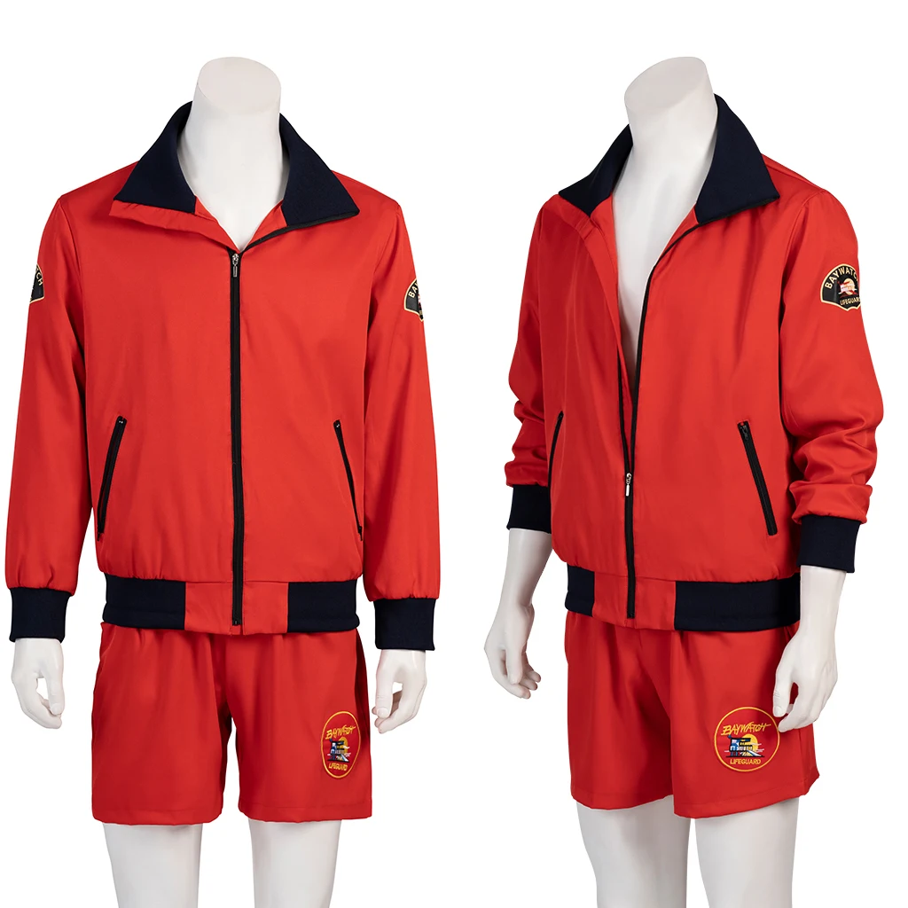 Pam & Tommy Cosplay Red Suit For Men Zipper Jacket Shorts Full Set TV Series Pilot Jacket Costume Halloween Party Sportswear