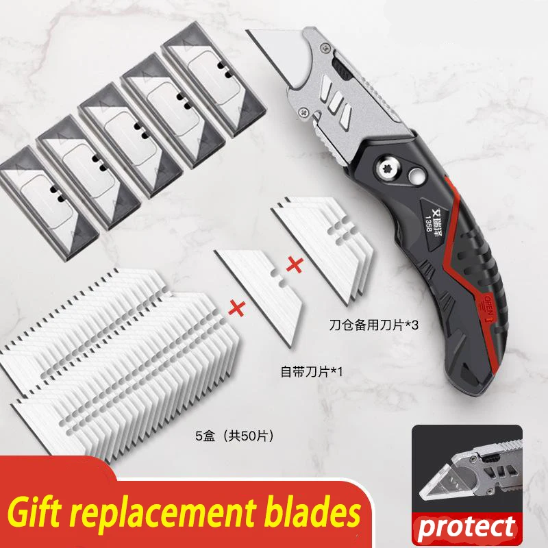 Multifunctional Utility Knife Retractable Sharp Cut Heavy Duty Steel Break Blade Paper Cut Electrician Professional Christmas