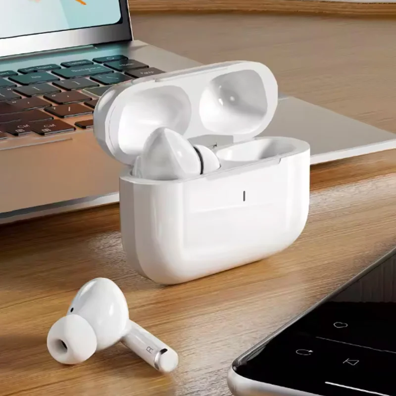 A7-Wireless headphones with noise cancellation, in-ear type, equipped with a charging case, high-fidelity stereo sound.