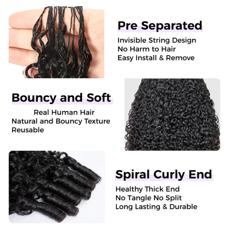 Cabelo Humano Cacheado Birmanês 12A de 30 Polegadas para Crochê, Pequenas Espirais, Cachos Pixie Profundos, Extensões Pré-Separadas Sem Nós, Tranças Miracle Knot, Extensões de Fácil Instalação, Cachos Ondulados Profundos, Perucas, Extensões de Cabelo Humano para Crochê com Nós Milagrosos, Materiais para Tranças, Cabelo com Volume