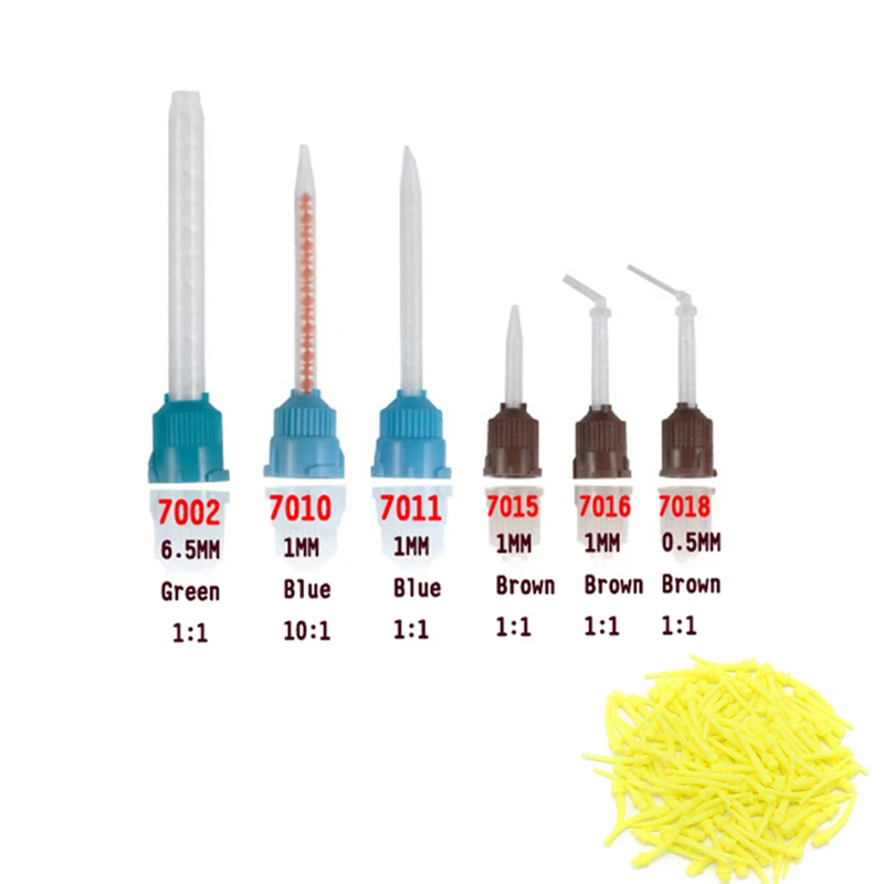 

НОВЫЕ Желтые одноразовые насадки для смешивания зуботехнических оттискных материалов, силиконовые резиновые трубки-сопла для передачи и смешивания, стоматологические материалы, легкие