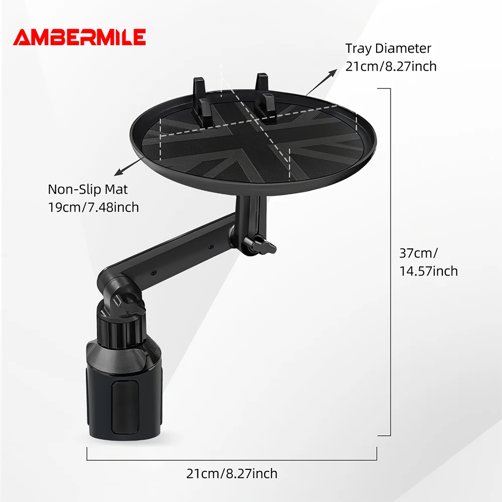 Adjustable Car Cup Holder Expander Snack Tray Drink Holder JCW Grey Union Jack for Mini Cooper F56 R56 R55 R60 F55 F54 F60