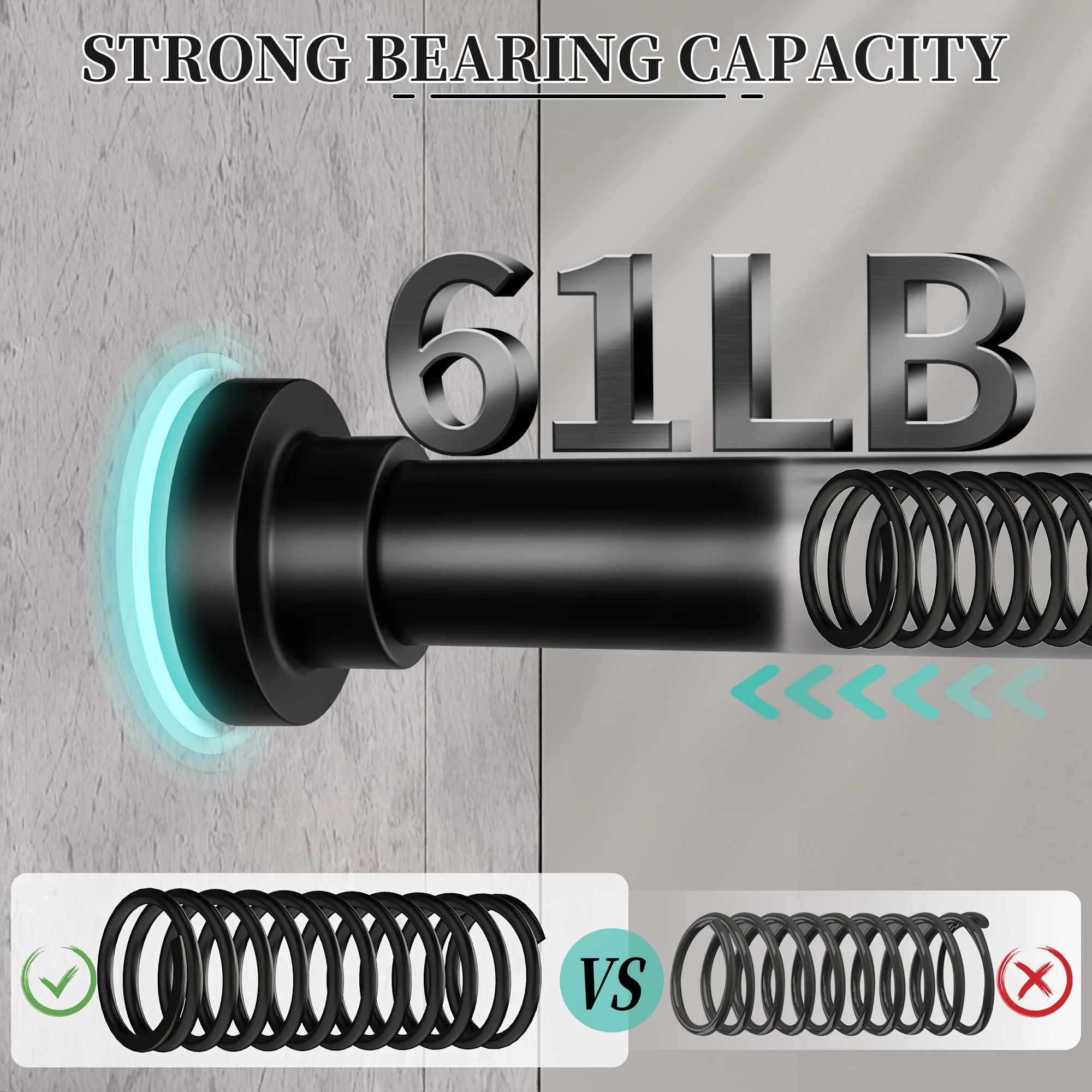 

Stainless Steel 1 Pack No Drilling Adjustable Shower Curtain Rod, No Slip, Rust-Resistant, Spring Tension Telescoping Rod for