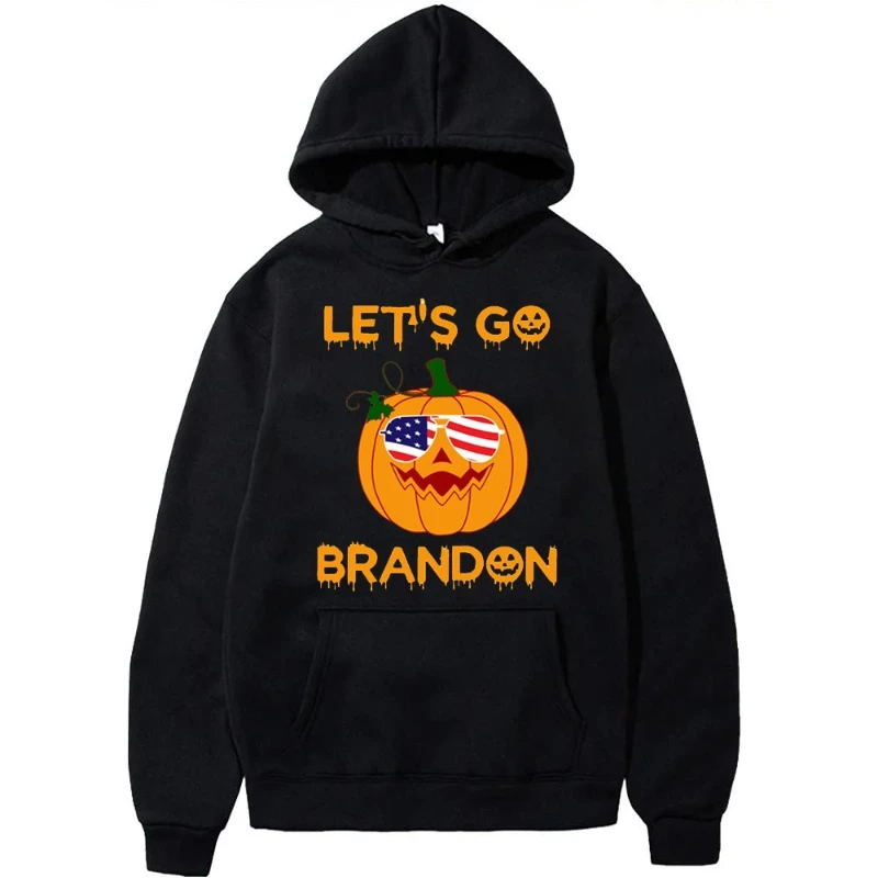 

Let _s Go Brandon Creative Print Long-sleeved Hooded Sweater Men's and Women's Loose Casual Style Pure Hoodie