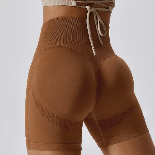 Women's Shorts Casual Solid Color Knitted Leggings High Waisted Fitness Pants Tight Fitting Running Breathable Yoga Shorts
