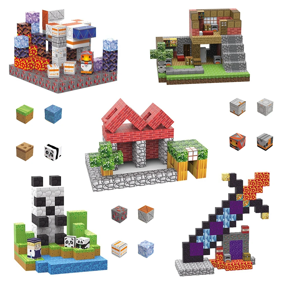 Magnetic Creative Architecture Building Blocks World Set Panda Farm Space Base 3D Model Kit STEM DIY Assembly Gift Children