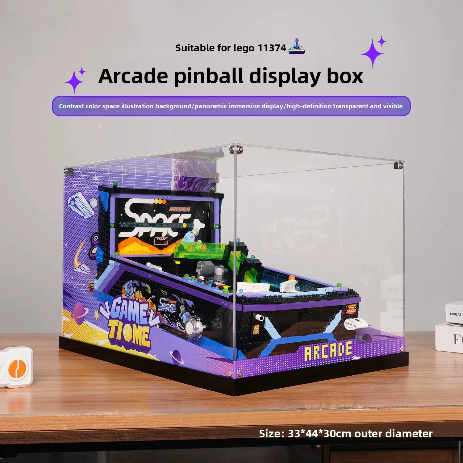 Suitable for LEGO 11374 arcade pinball machine transparent acrylic collection display box toy storage box