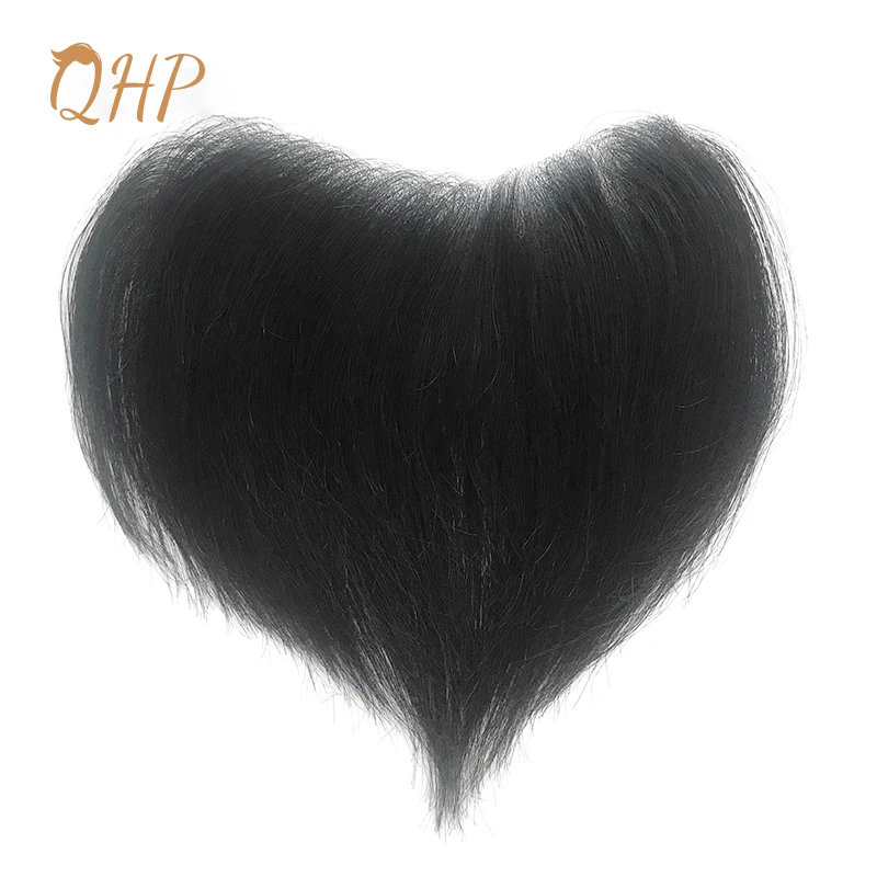 QHP-tupé de pelo para hombre, prótesis capilar hecha a mano, línea de pelo frontal de PU, sistema de postizo de cabello humano Real, 100% de densidad