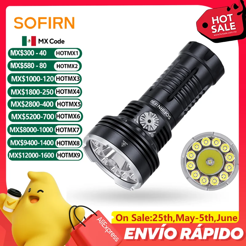 Sofirn if30 luminus sft40 led taschenlampe leistungs starke 12000lm 32650 batterie laterne usb c