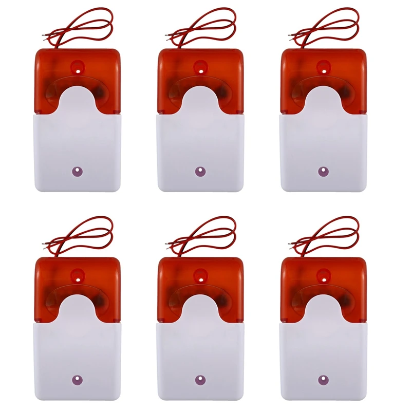 

2025 New-6X Mini Wired Strobe Warning Siren Durable DC 12V Sound Alarm Flashing Light Sound Siren 115Db Orange