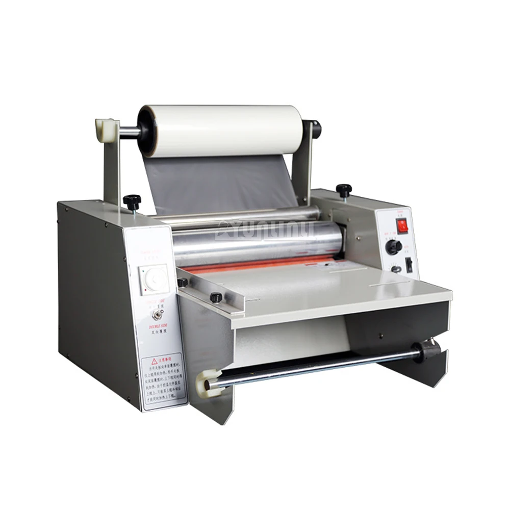 

Laminating machine 110V-220V Anti-curl laminating machine 365mm width Single and double sided steel roller TEMP control DC-380