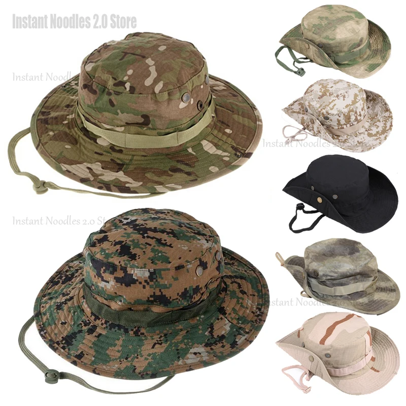 التمويه التكتيكية Boonie القبعات التخييم تسلق دلو قناص قبعة الرجال في الهواء الطلق الصيد التنزه قبعة الشمس واقية Boonie قبعات