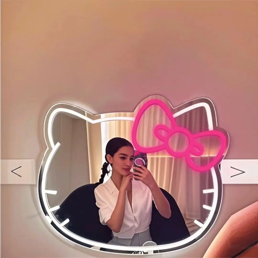 Anime Mirror USB Dimmable Vanity Neon Mirror LED Neon Sign Stuff Room Decor Neon LED Wall Mirror Birthday Christmas Gift