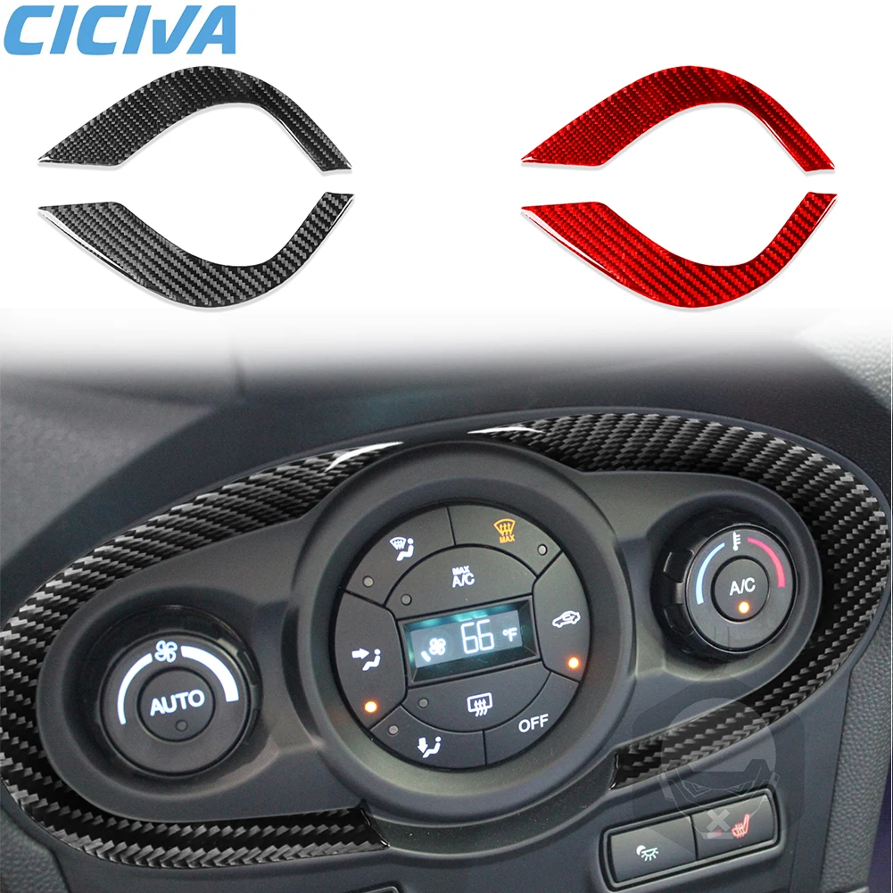 

For Ford Fiesta 2011-2019 Carbon Fiber Center Control AC Surround Panel 2pcs Car Interior Accessories Decorative Stickers