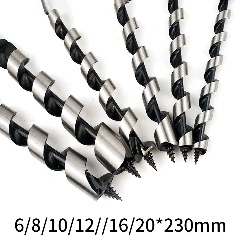 

6Pcs 230MM 6/8/10/12/16/20mm Auger Drill Bit Set for Wood Hex Shank Length Deep Woodworking Drill Bit for Wood Carpenter Masonry