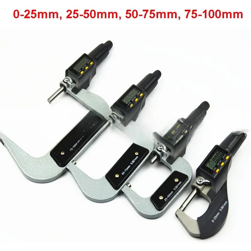 Electronic Micrometer Wall Thickness Micrometer 25/50/75/100MM Digital Display Outer Diameter Micrometer