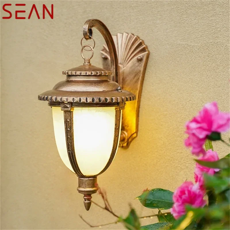 SEAN Outdoor Retro Wall Sconces Light LED Lâmpada de bronze IP65 à prova d'água para decoração de varanda de casa