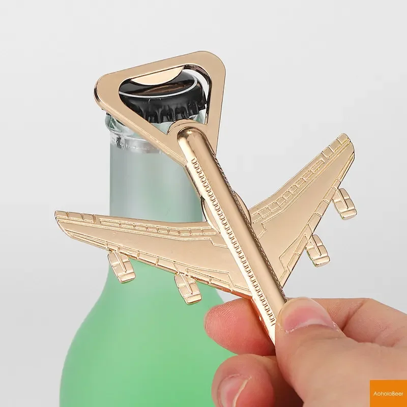 1pc Golden Plane Shape Bottle Opener Funny Airplane Package Beer Opener Gifts Creative Wedding Favors for Guests Cool Gifts