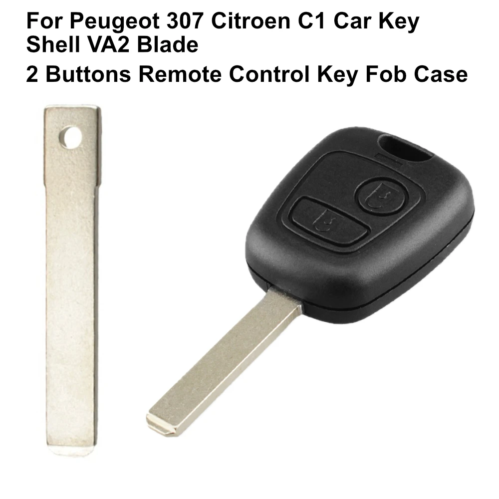 For Peugeot 307 Citroen C1 Car Key Shell VA2 Blade 2 Buttons Remote Control Key Fob Case