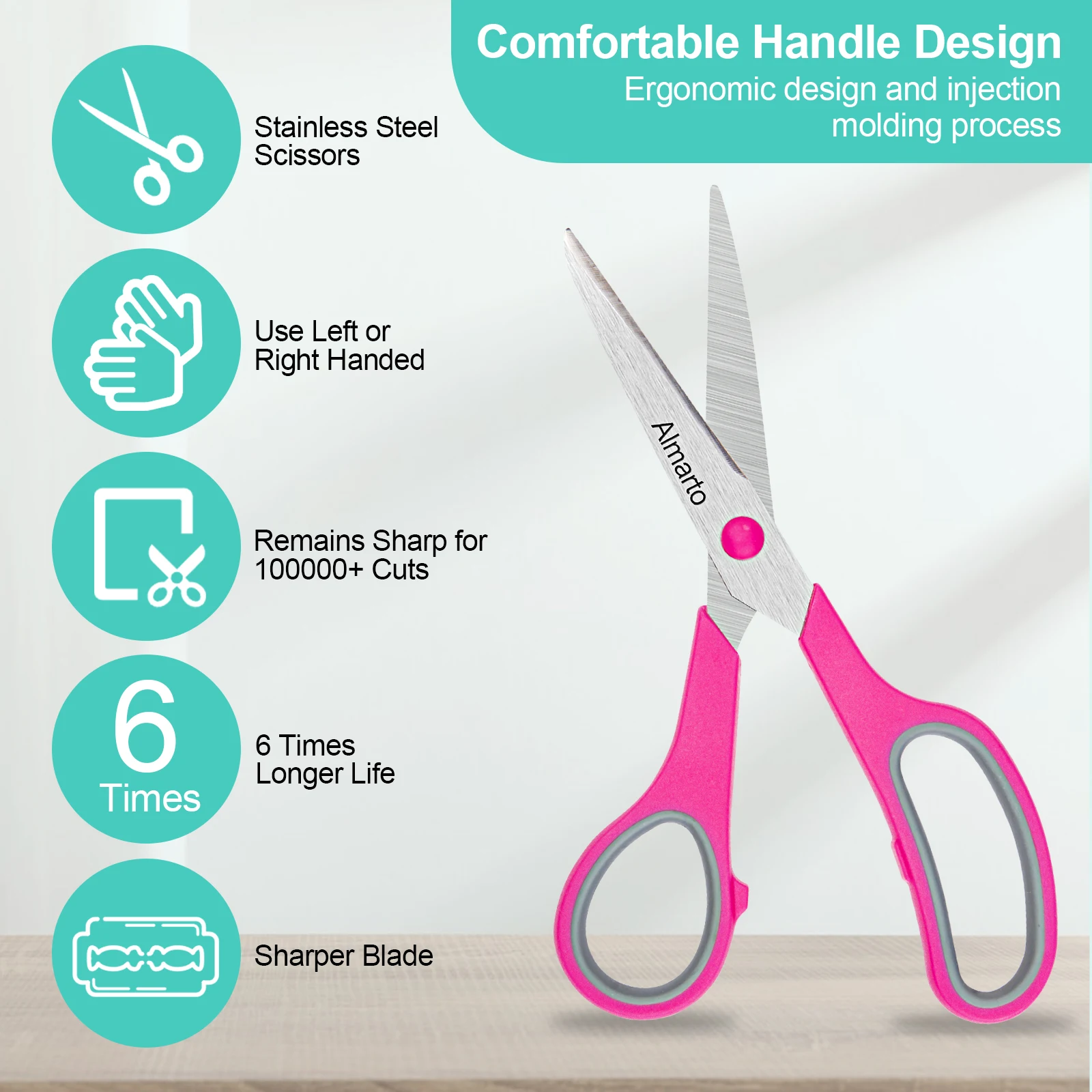 Scissors Bulk, 8" All Purpose Scissors Pack of 6 - High Performance and Designed for Comfort and Cutting - Sharp to Cutting