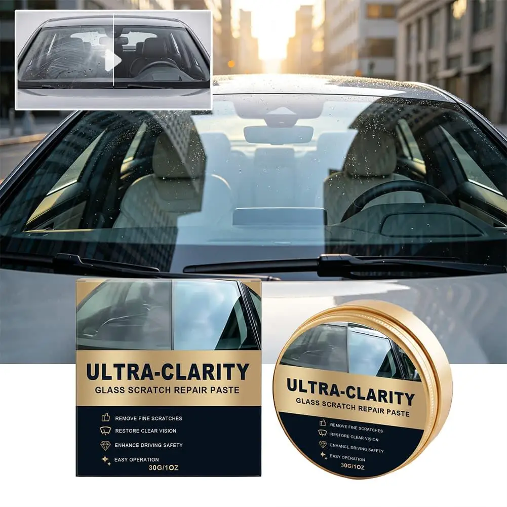 Ultra-Clarity Glass Scratch Repair Paste 30g, Car Window Glass Polish Cream, Remove Fine Scratches Restore Clear Vision