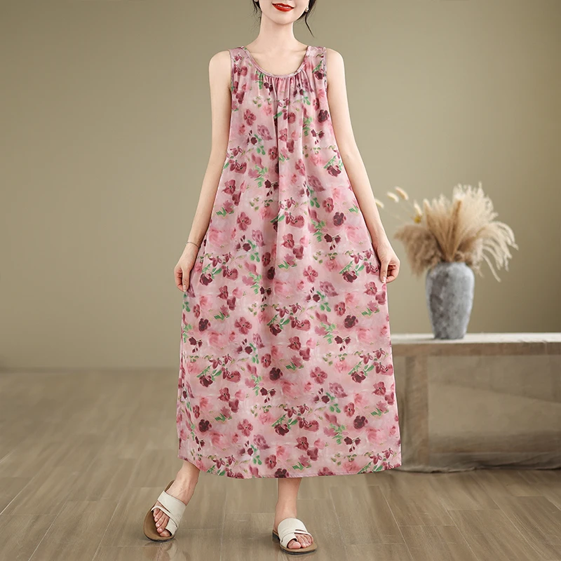 Verano estampado Floral Svel Dr mujer suelta Vaion Casual falda larga A-Line silueta Tea Break Faion talla grande