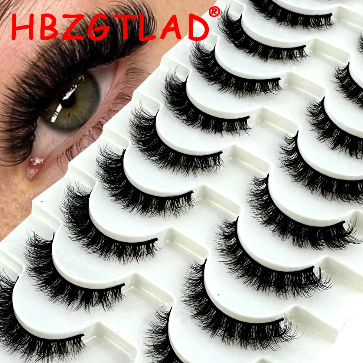 HBZGTLAD New 10 Pair 3D Artificial Soft Fluffy Mink Eyelash Short Eyelash Reusable Soft Dramatic False Eyelash Makeup Eyelash