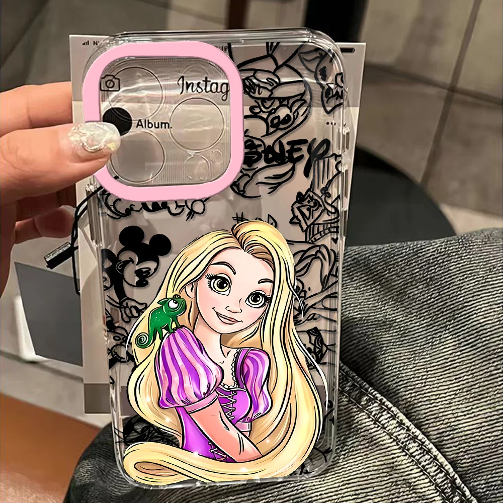 Disney Princess Jasmine Print Clear Space Phone Case For iPhone 11 12 13 14 15 16 Pro Max Mini X Xs XR 7 8 plus Se2020 Transpa