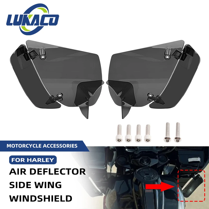 

Black Motorcycle Accessories Side Wind Air Deflector Adjustable Lower Windshield For Harley Road Street Glide CVO FLTRX 24-25