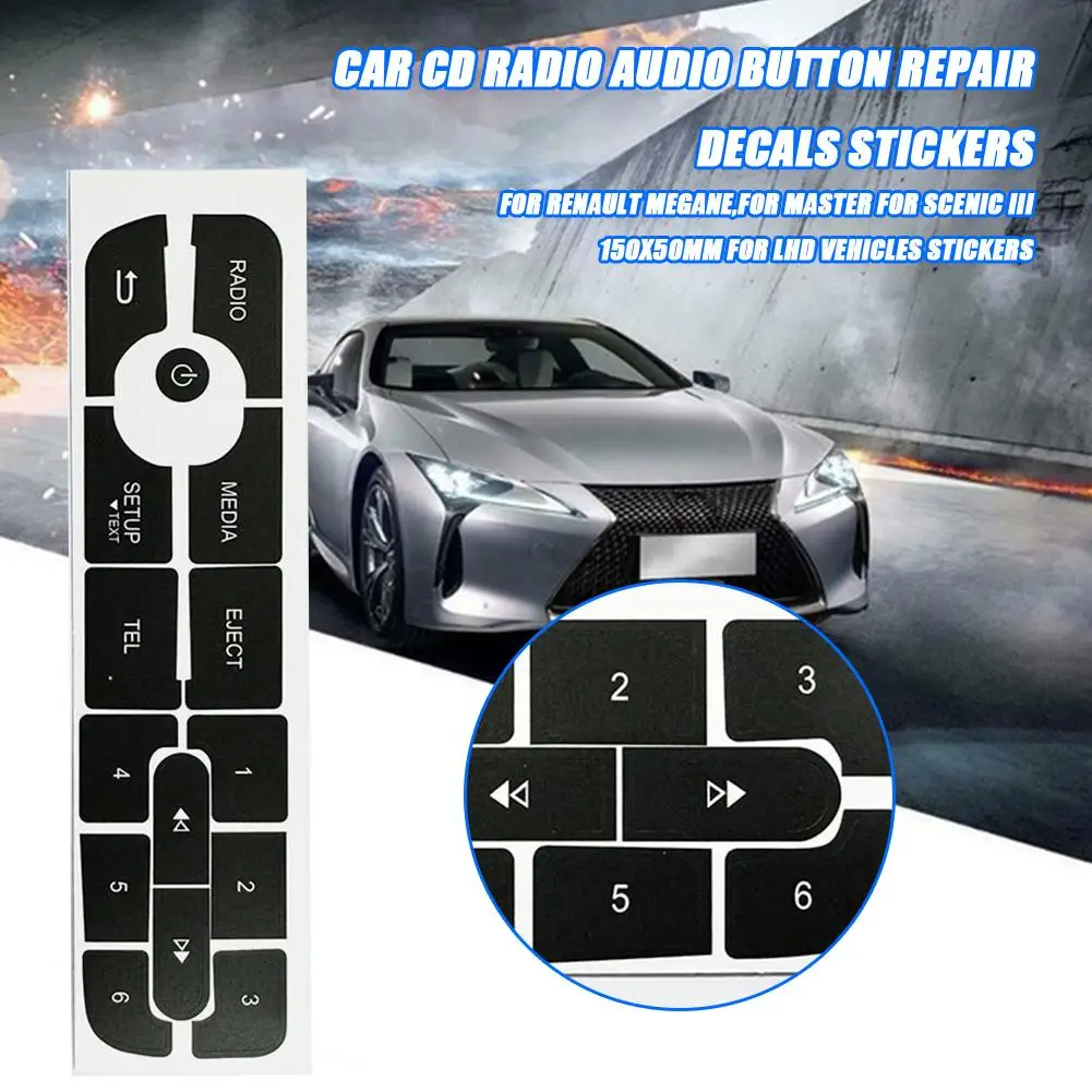 For Renault Megane Master III CD Radio Audio Button Car Repair Decals Repair Black Button Stickers Stickers O9X0